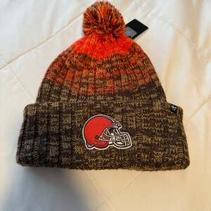 NFL Cleveland Browns '47 Brand Knit Pom Beanie - Brown & Orange, NEW